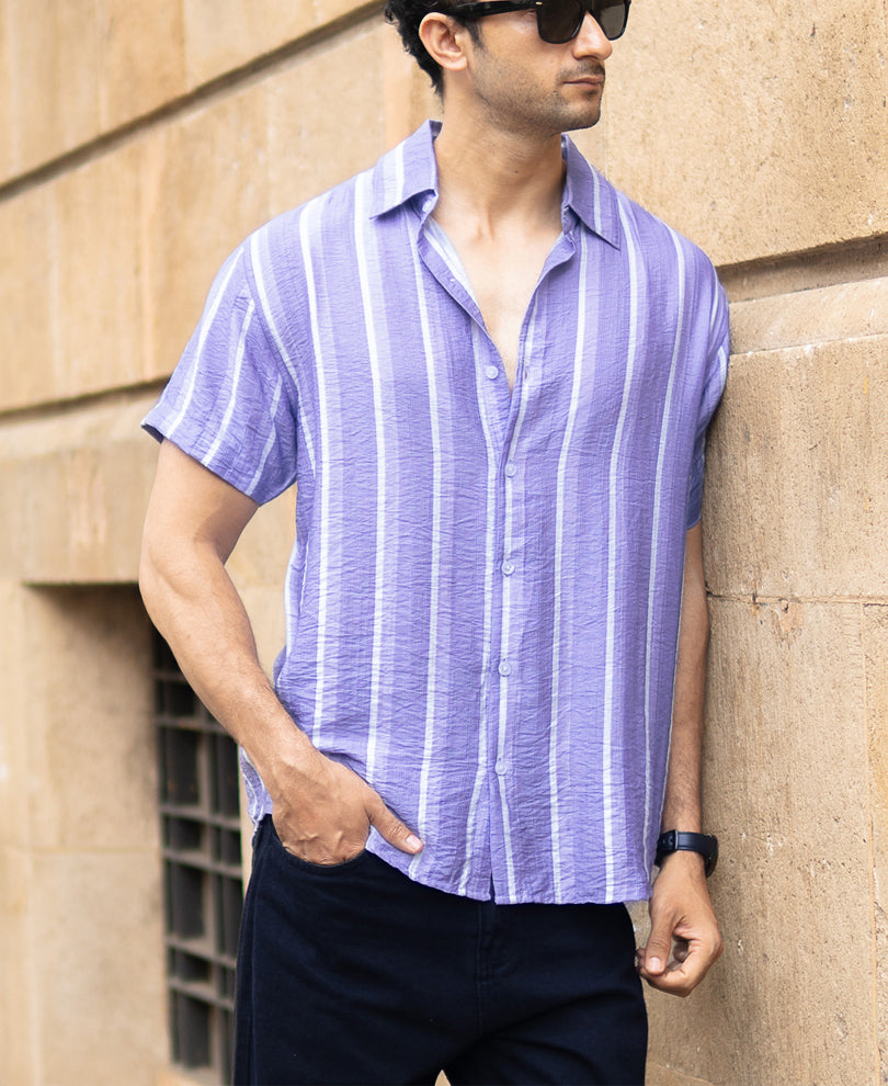 Lavender Stripe Flowy Shirt