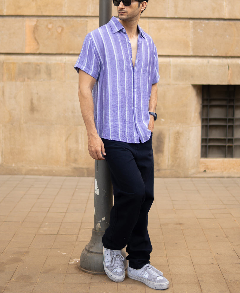 Lavender Stripe Flowy Shirt