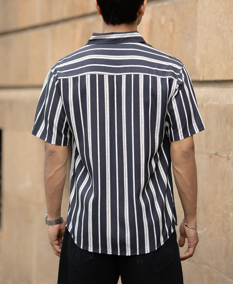 Black Printed Stripe Lightweight Shirt