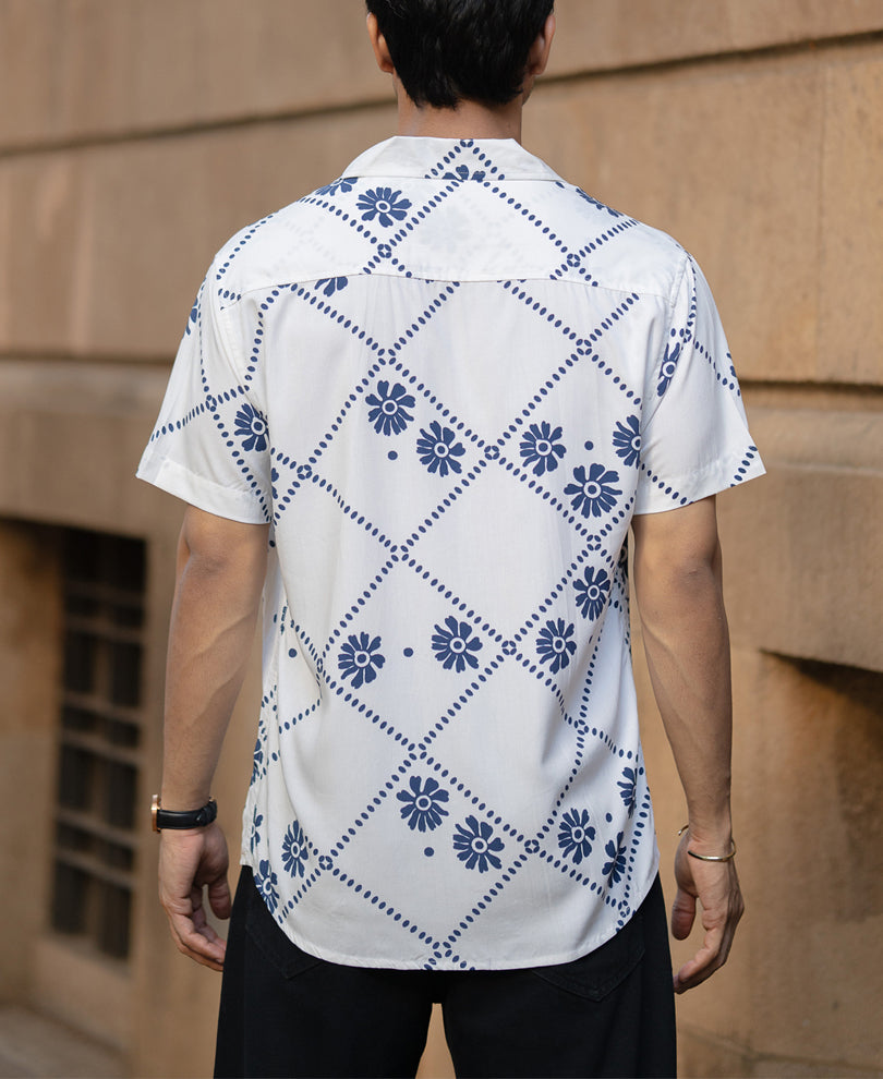 White Lightweight Floral Print Shirt