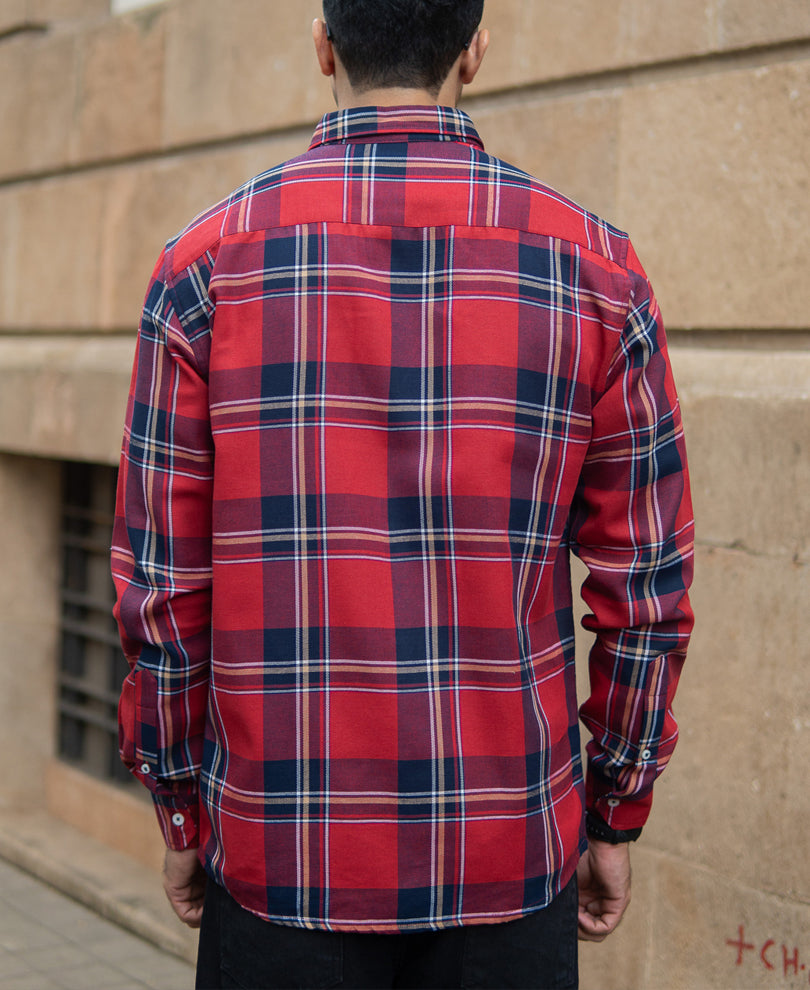 Red Checks Shirt With Pocket