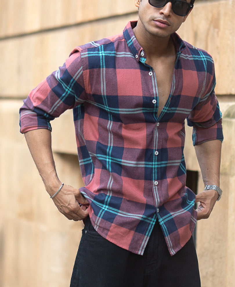 Brick Flannel Checks Shirt