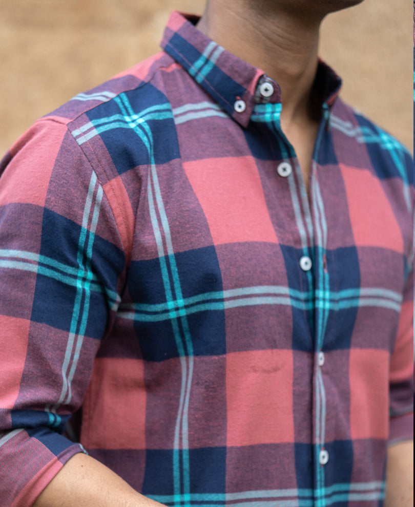 Brick Flannel Checks Shirt