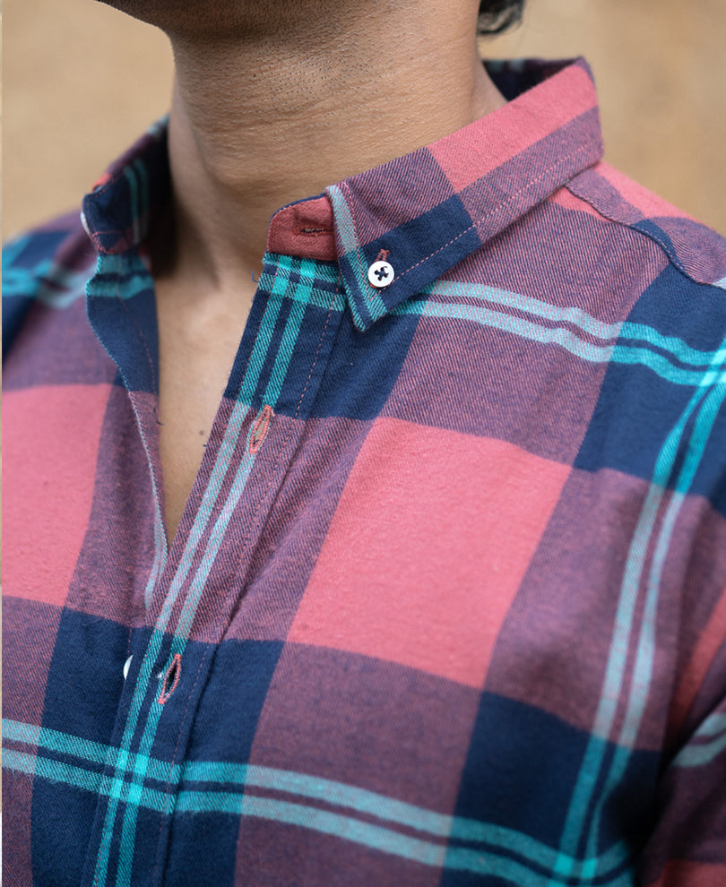 Brick Flannel Checks Shirt