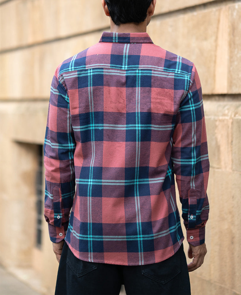 Brick Flannel Checks Shirt