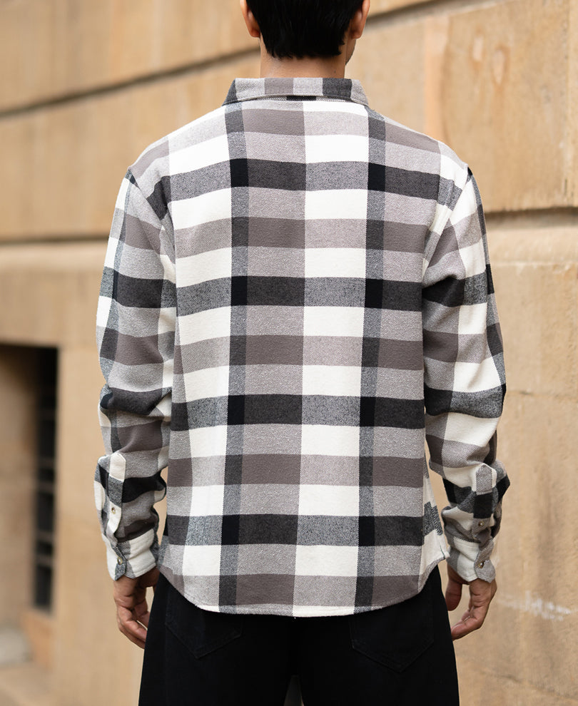 Grey Checks Shirt With Pocket