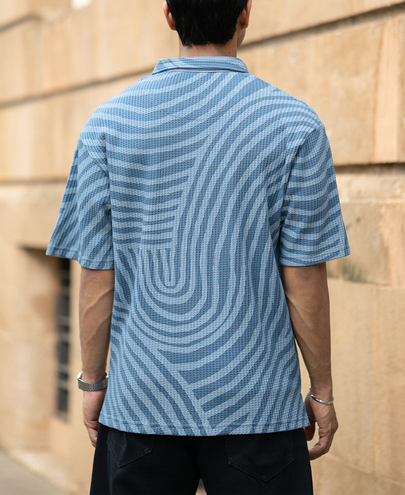 Grey Sky Abstract Print Zipper T-Shirt