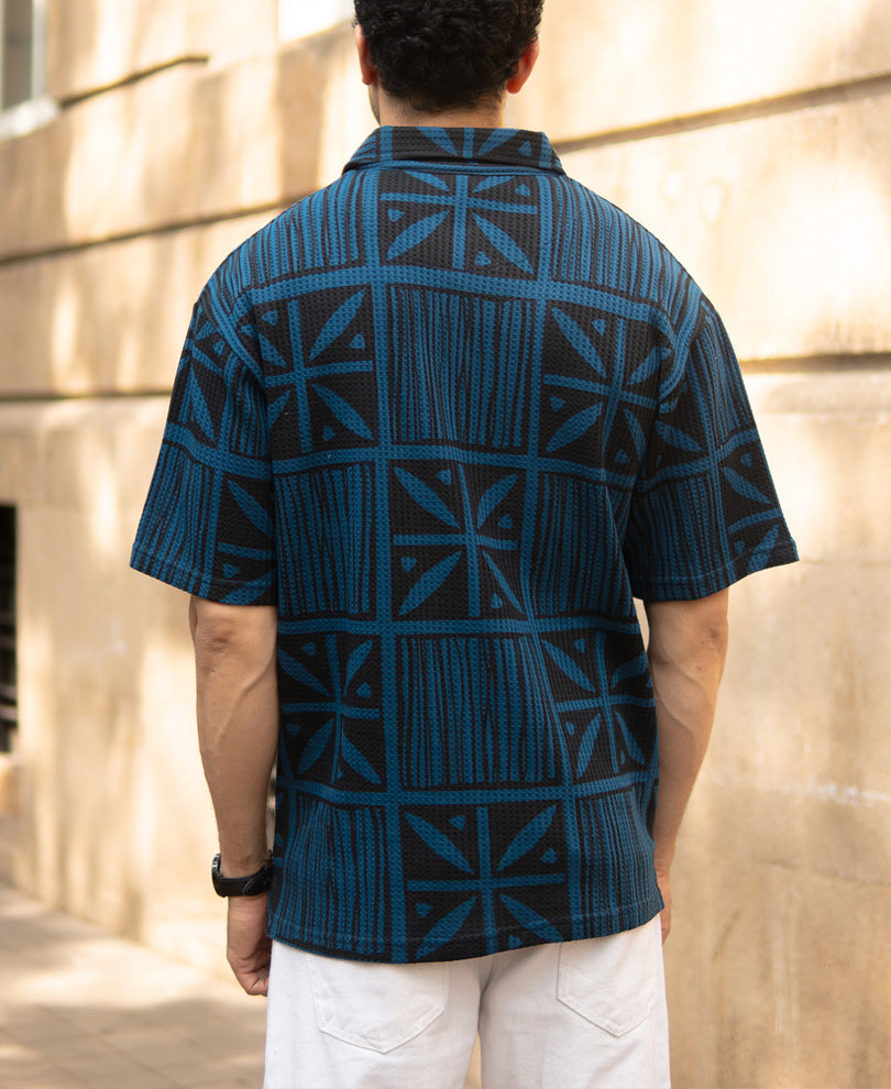 Blue Printed Polo T-Shirt
