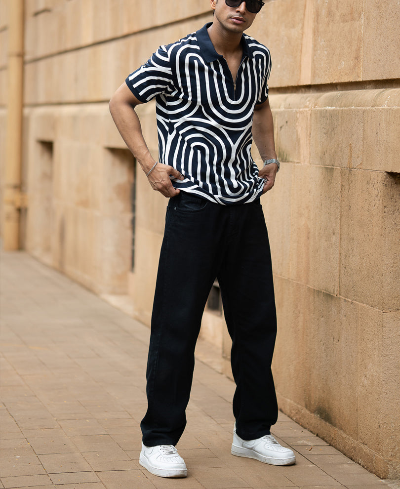 Navy Lightweight Printed T-Shirt