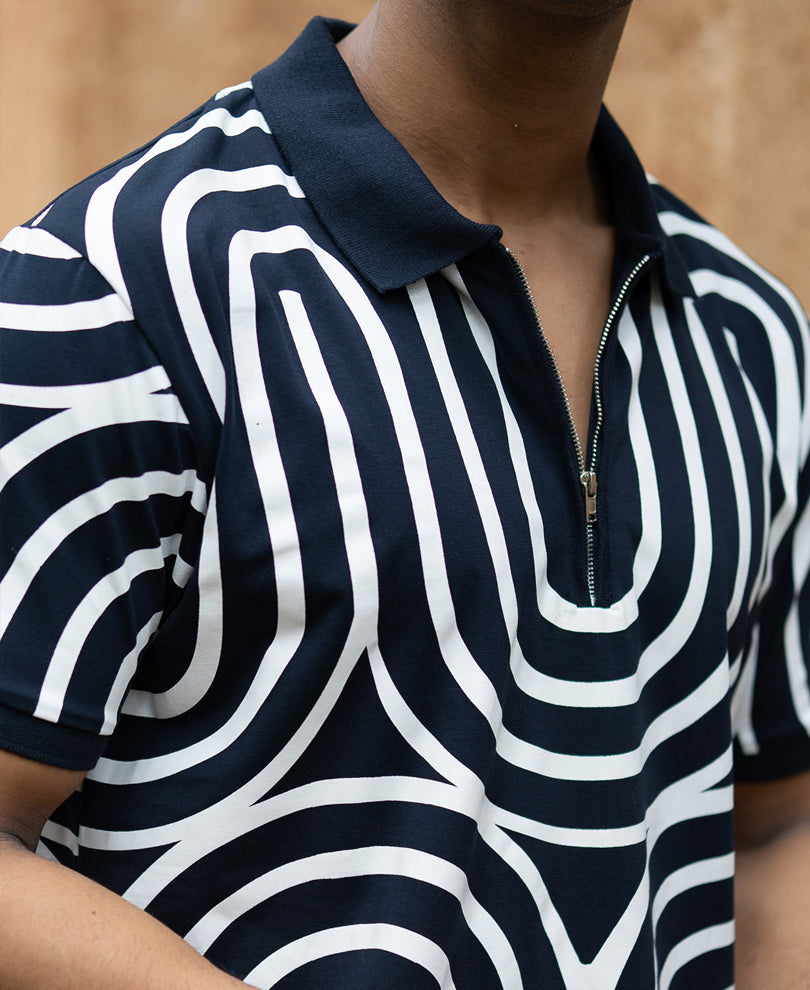 Navy Lightweight Printed T-Shirt