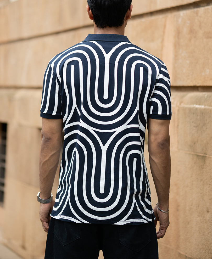 Navy Lightweight Printed T-Shirt