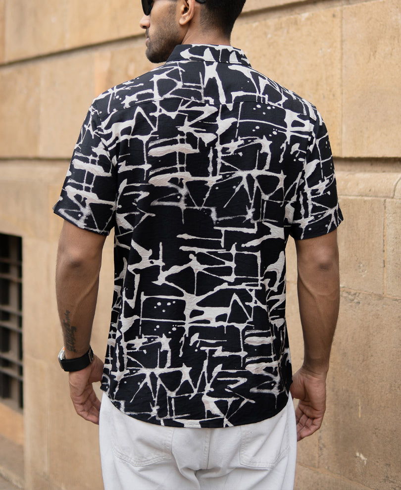 Black Abstract Flowy Shirt