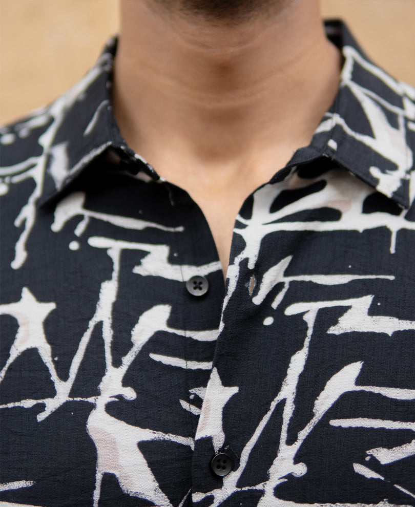 Black Abstract Flowy Shirt