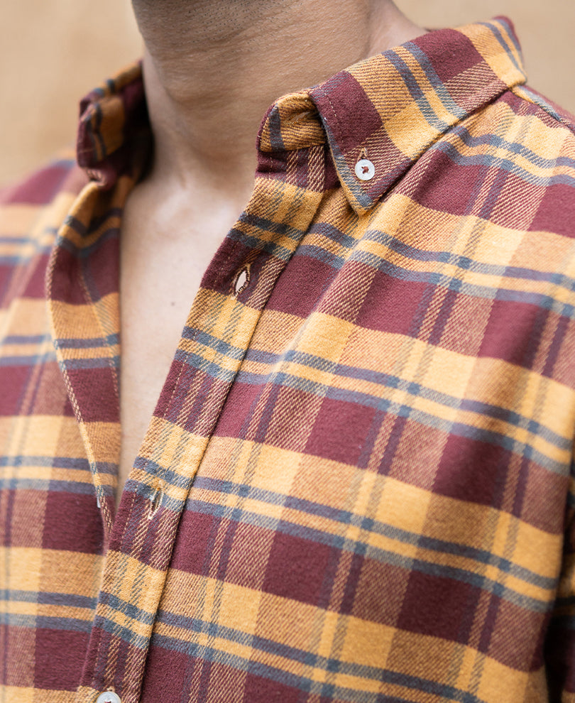 Mustard And Brown Checks Shirt