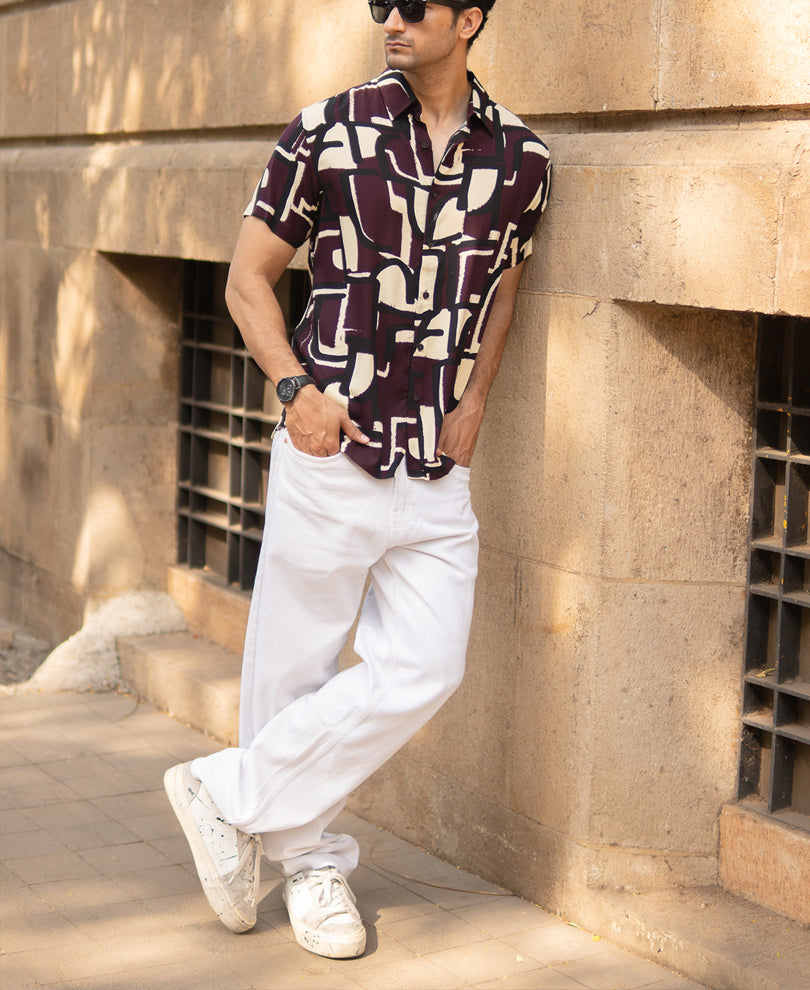Wine Printed Lightweight Shirt