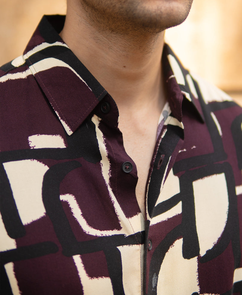 Wine Printed Lightweight Shirt