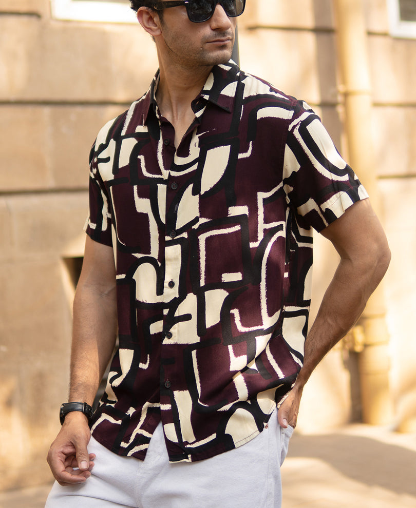Wine Printed Lightweight Shirt