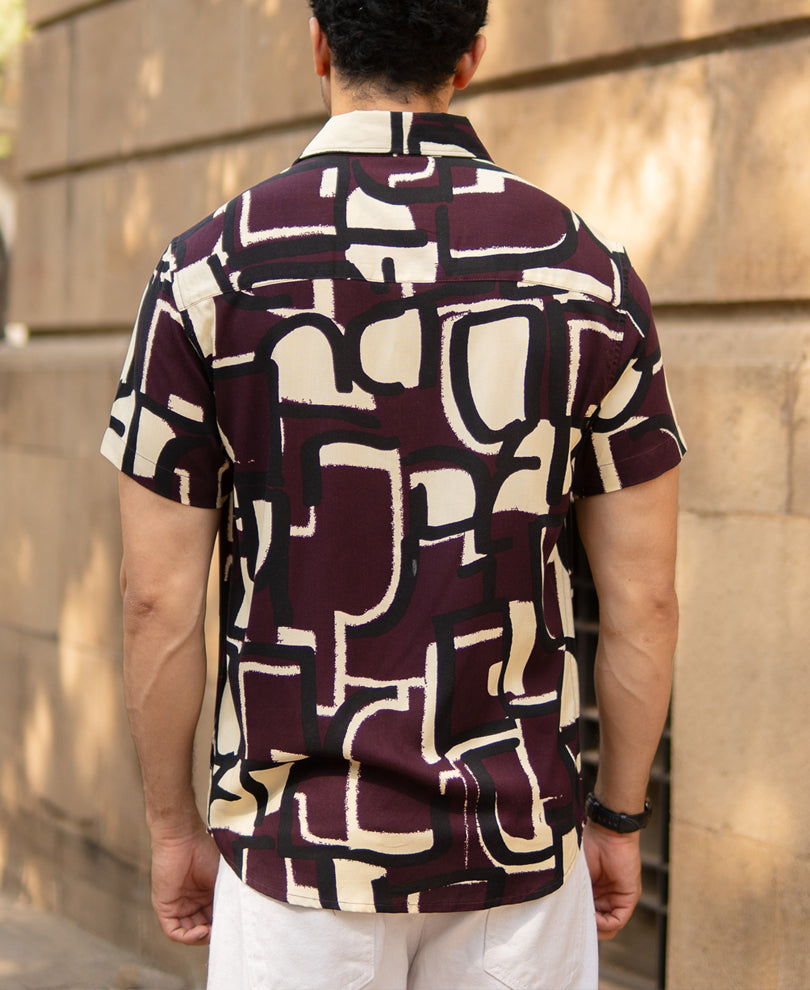 Wine Printed Lightweight Shirt