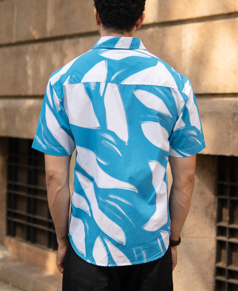Blue Abstract Print Lightweight Shirt