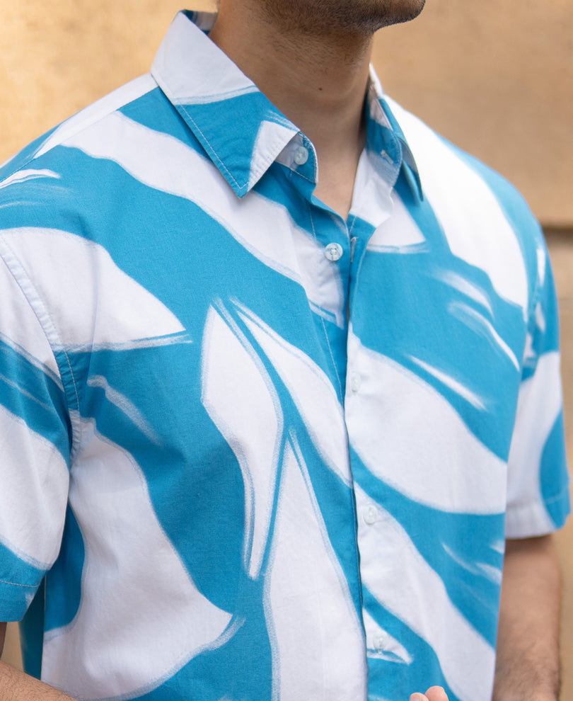 Blue Abstract Print Lightweight Shirt