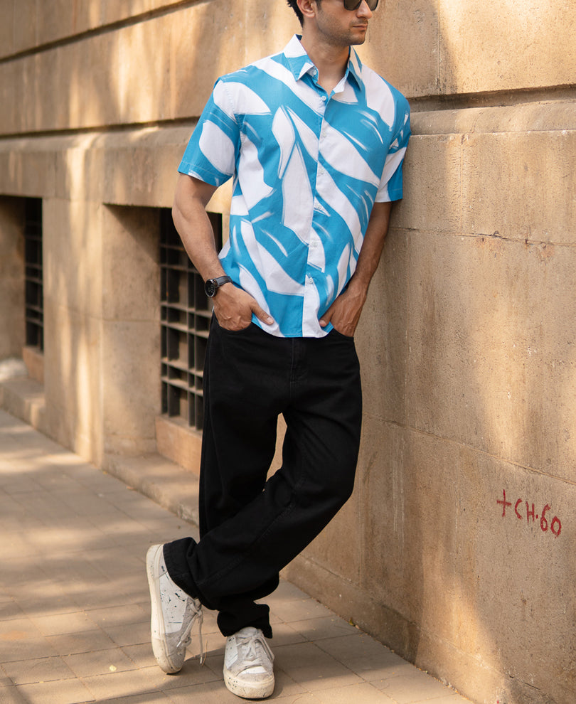 Blue Abstract Print Lightweight Shirt