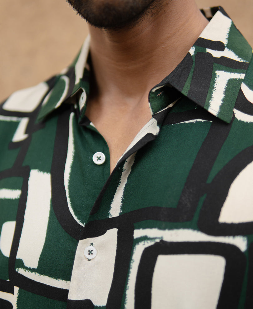 Olive Printed Lightweight Shirt