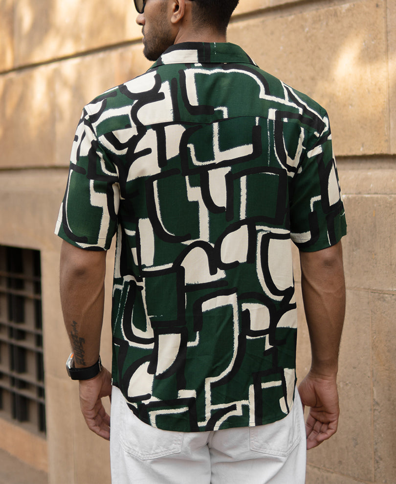 Olive Printed Lightweight Shirt
