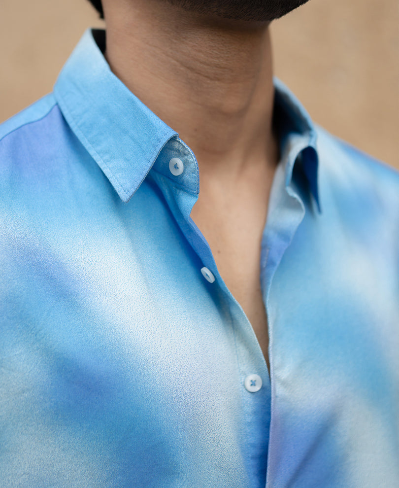 Blue Spray Print Shirt