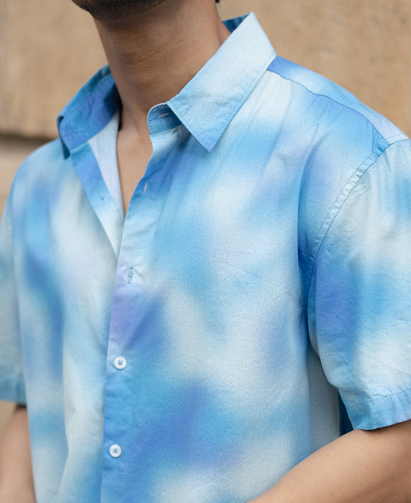 Blue Spray Print Shirt
