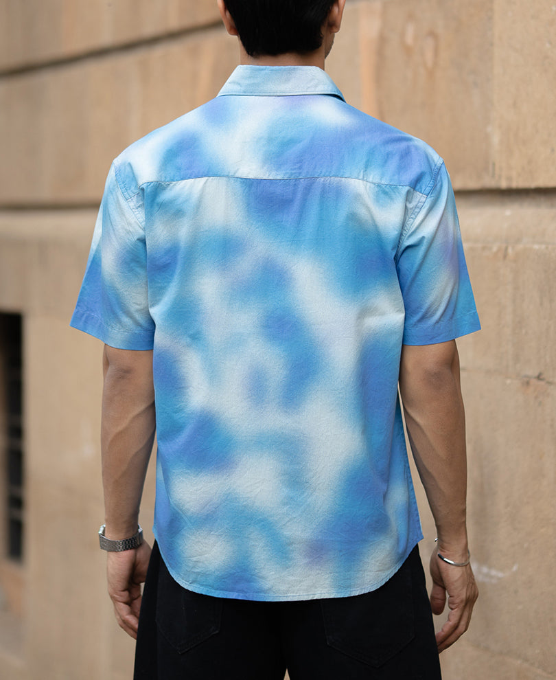 Blue Spray Print Shirt