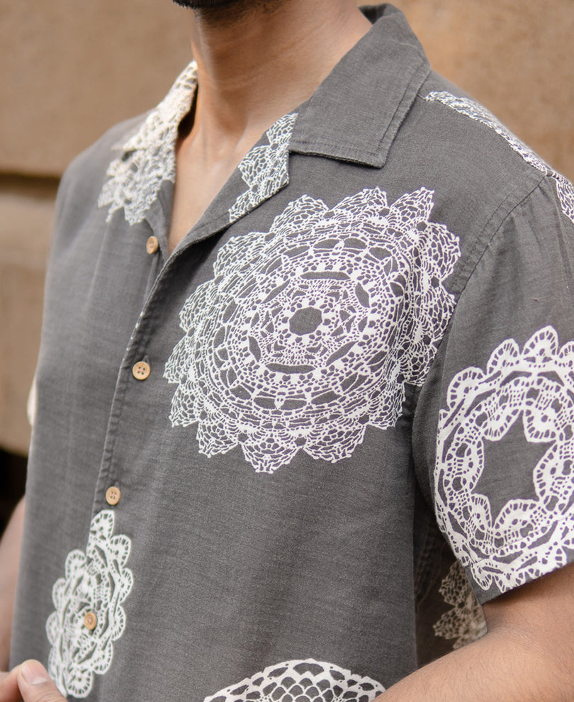 Grey Mandala Print Shirt