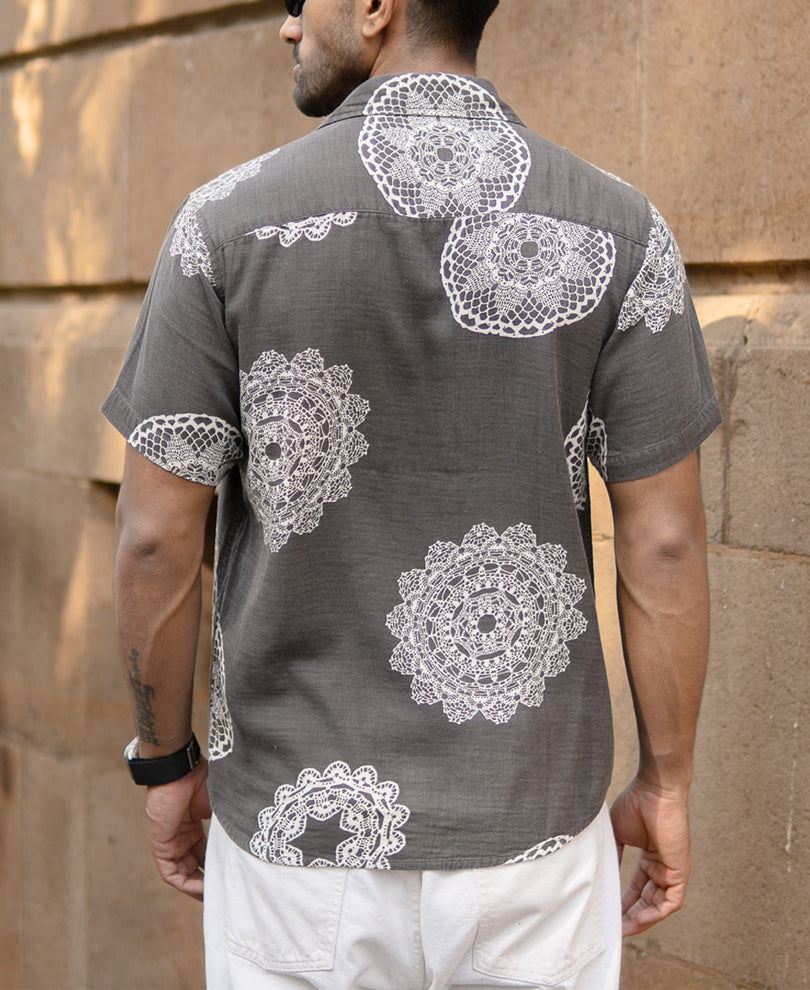 Grey Mandala Print Shirt
