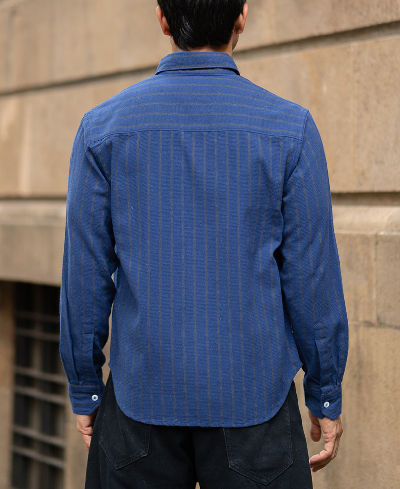Blue Striped Structured Shirt