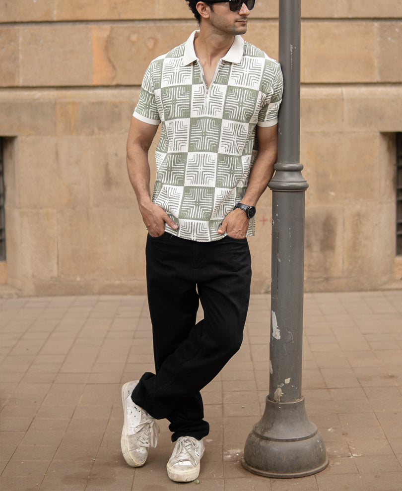 Sage Geometric Print T-Shirt