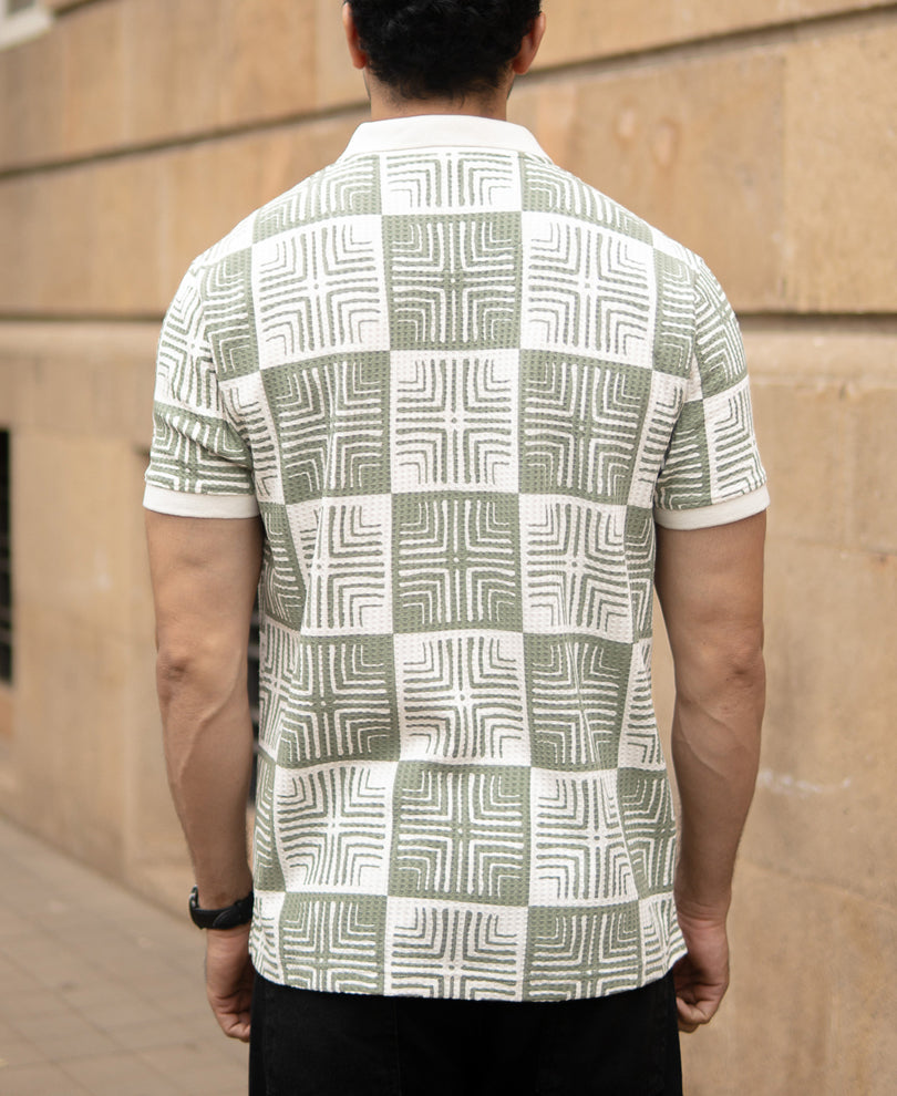Sage Geometric Print T-Shirt