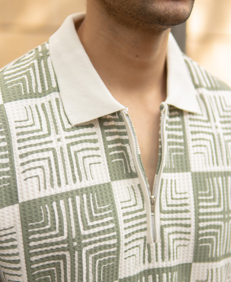 Sage Geometric Print T-Shirt