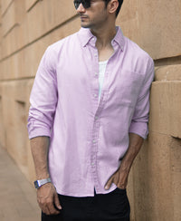 Light Lilac Linen Blend Shirt