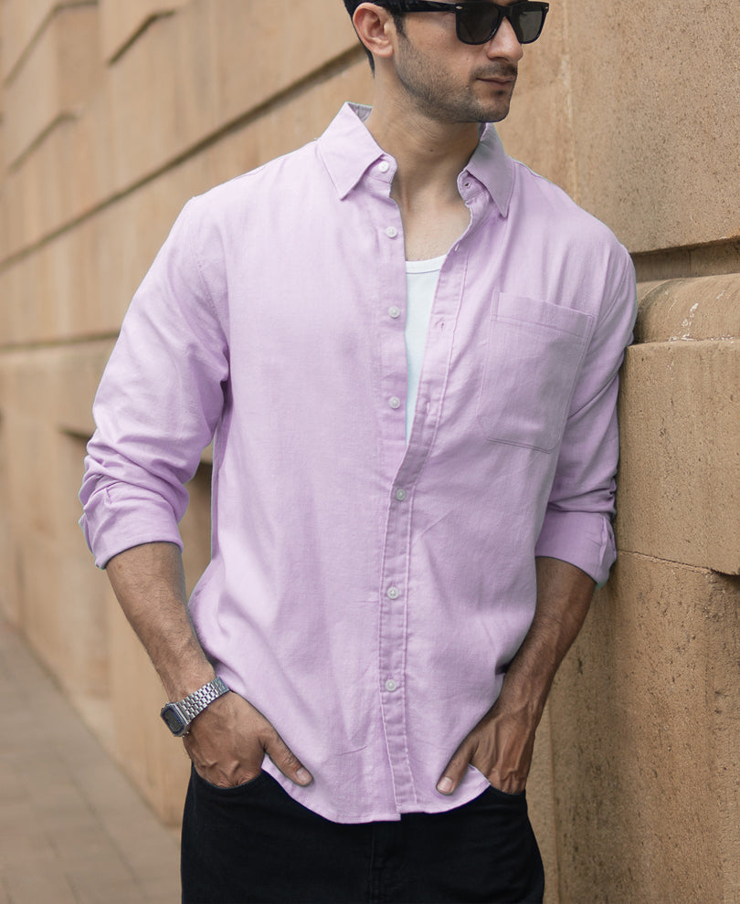 Light Lilac Linen Blend Shirt