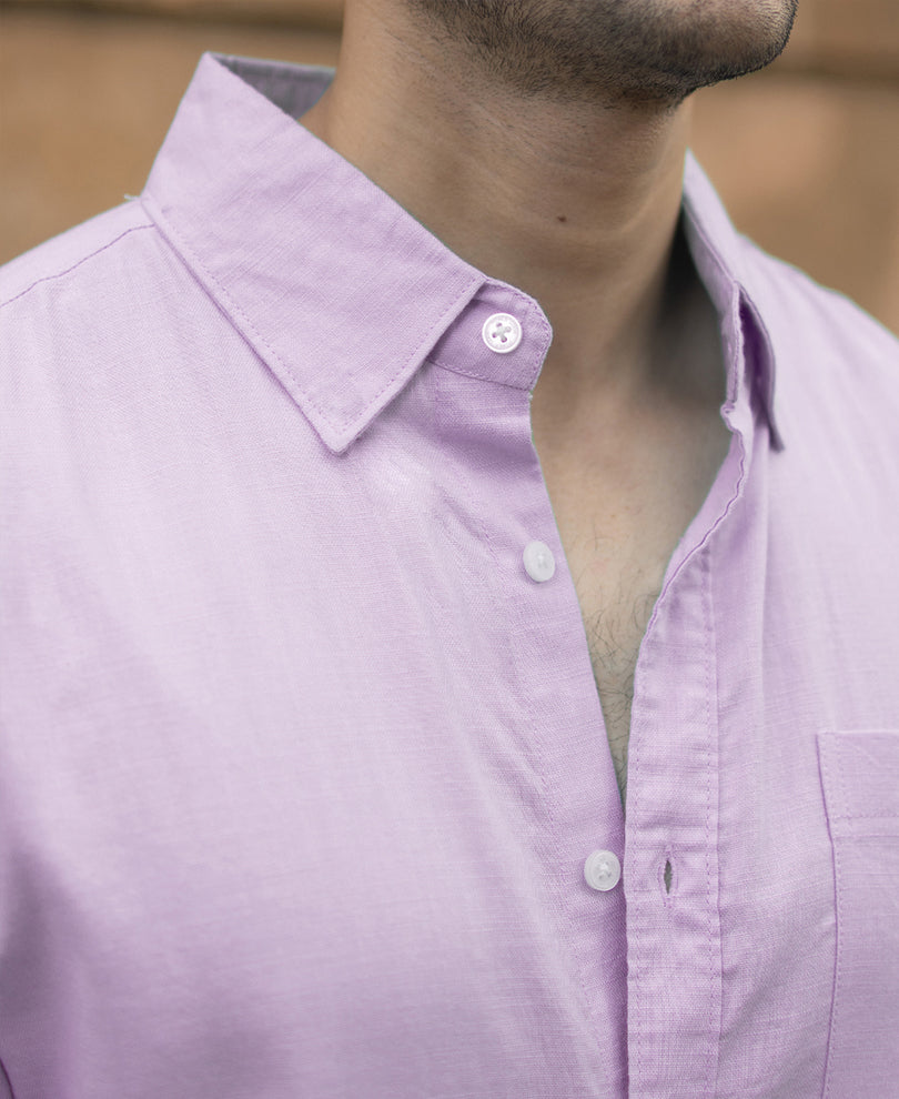 Light Lilac Linen Blend Shirt
