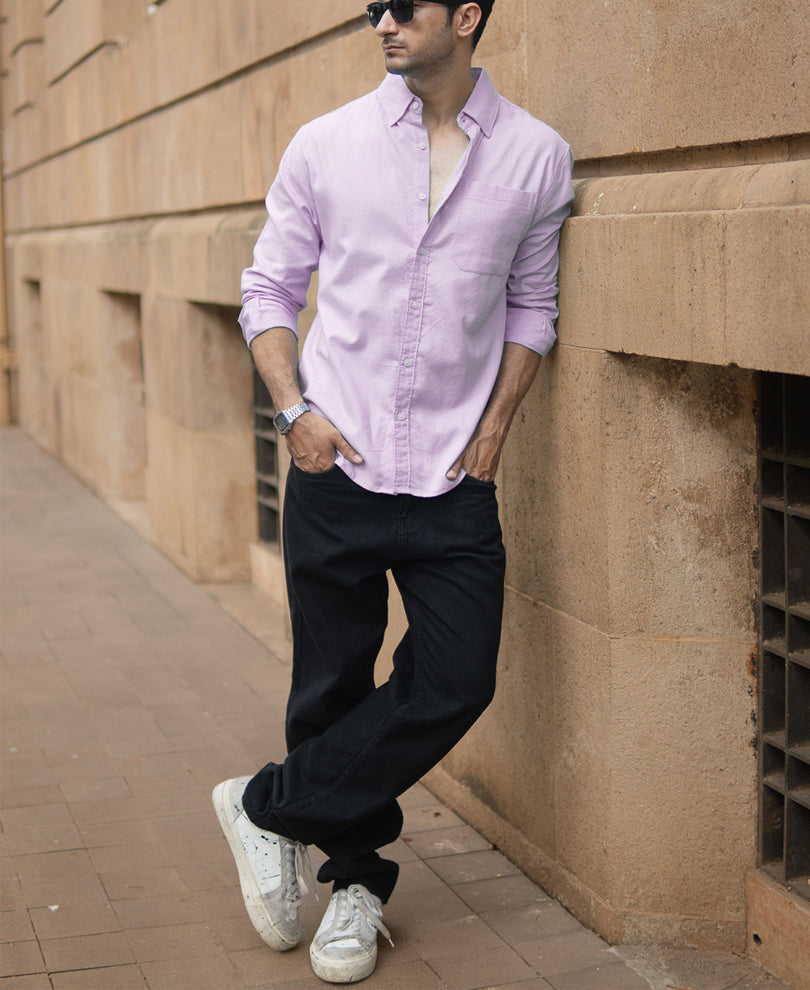 Light Lilac Linen Blend Shirt