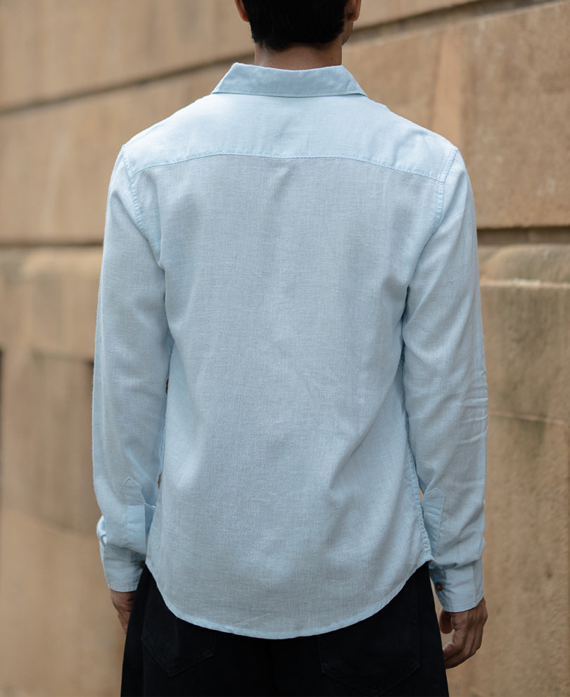 Light Blue Linen Blend Shirt