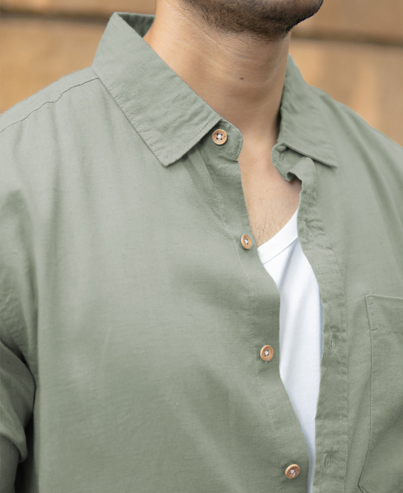 Sage Green Linen Blend Shirt