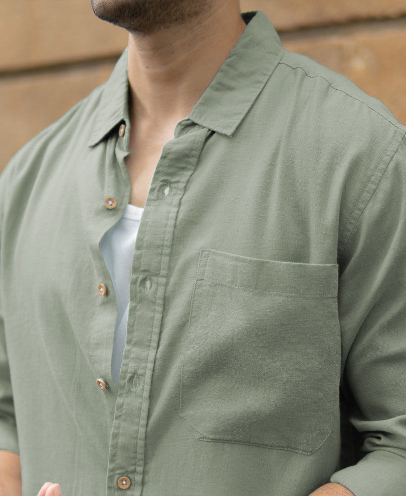 Sage Green Linen Blend Shirt