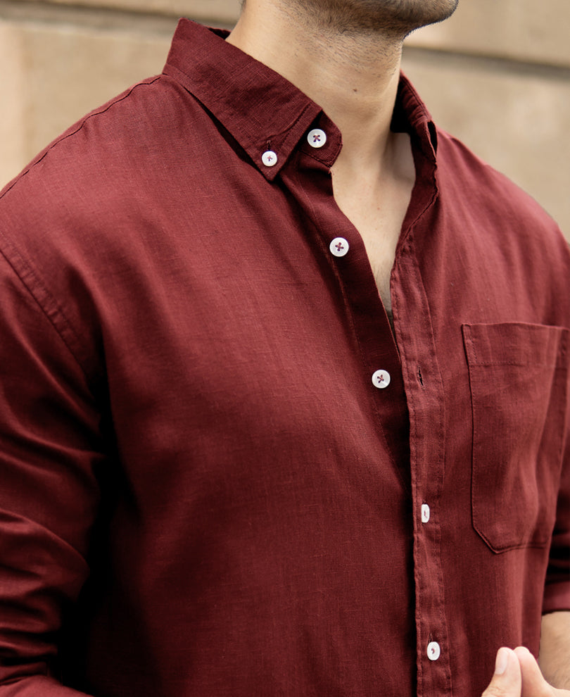 Brick Linen Blend Shirt