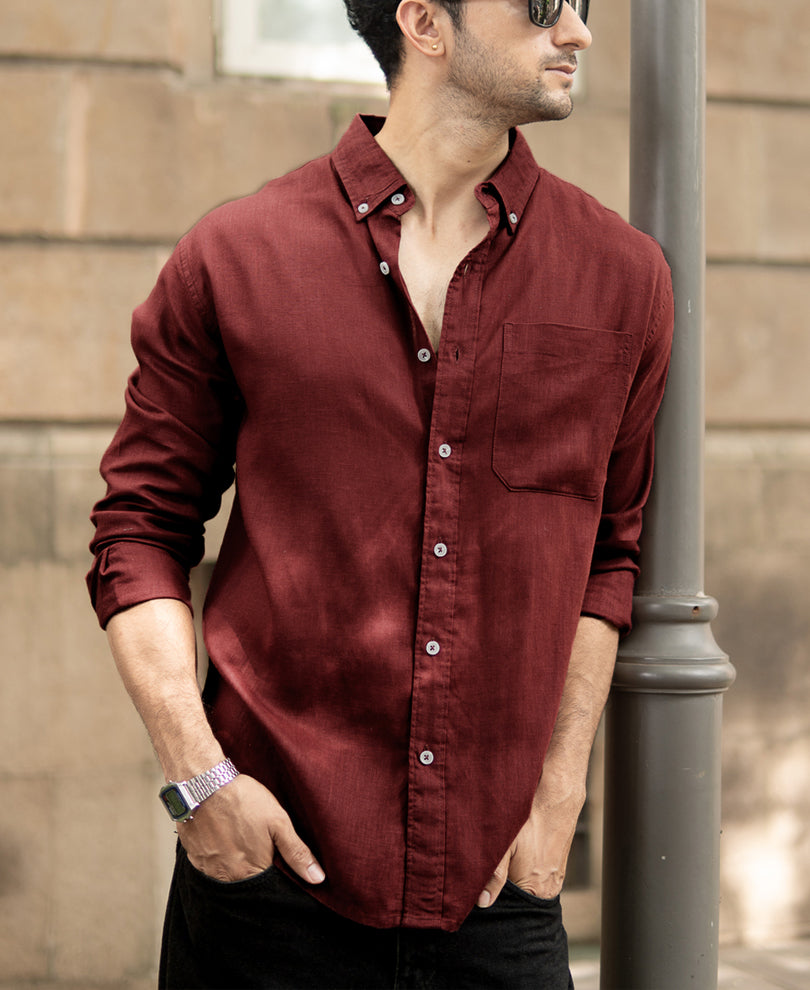 Brick Linen Blend Shirt