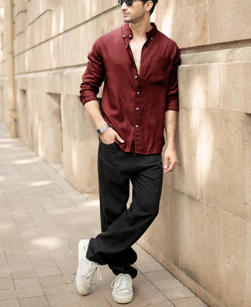 Brick Linen Blend Shirt