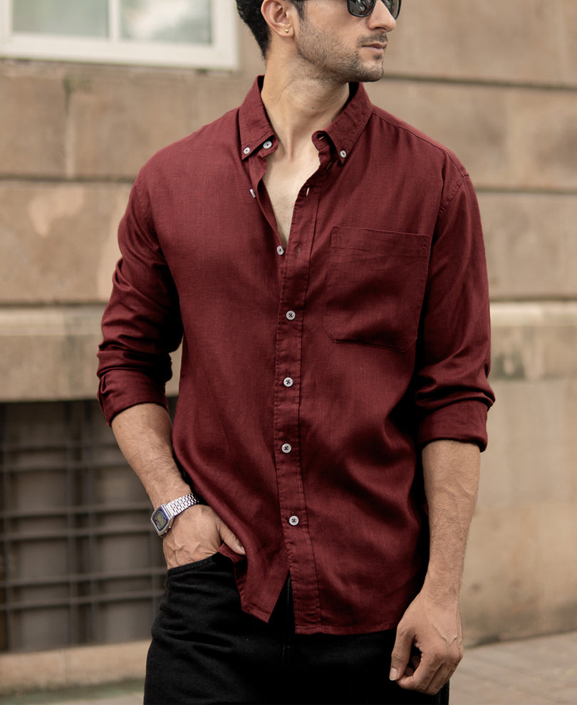 Brick Linen Blend Shirt