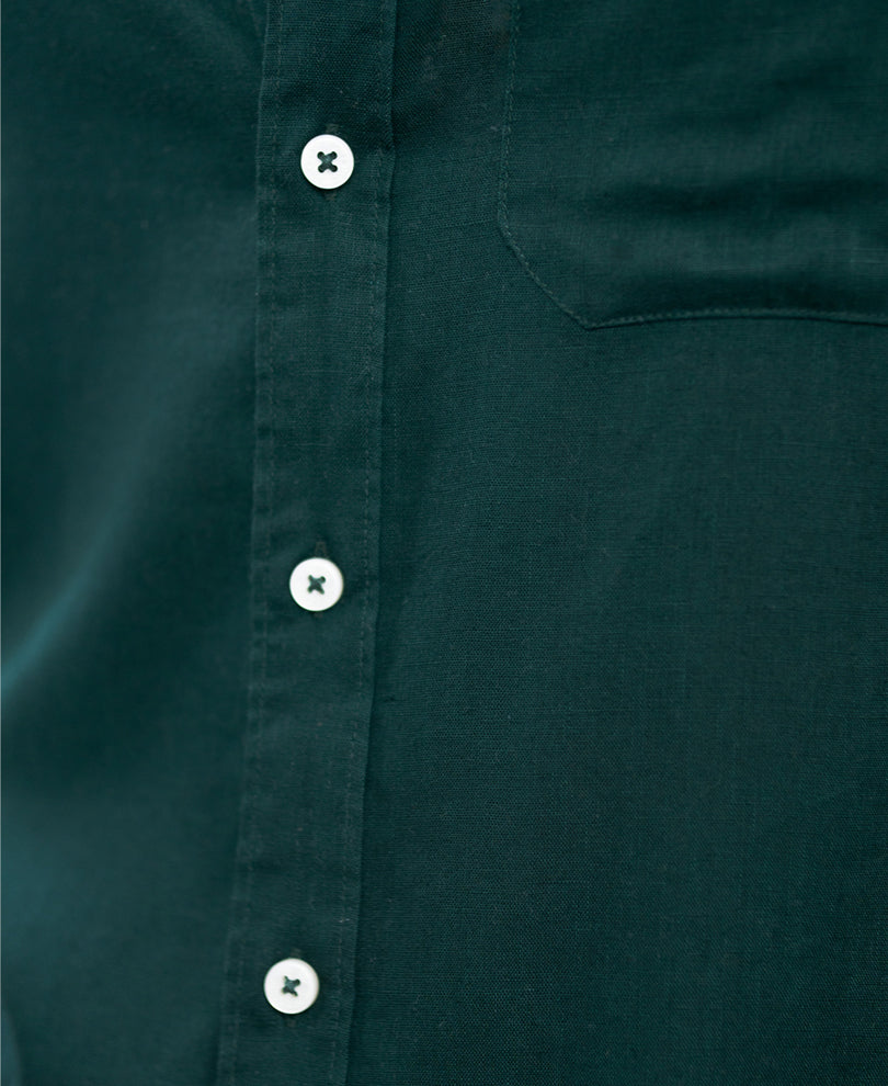 Bottle Green Linen Blend Shirt