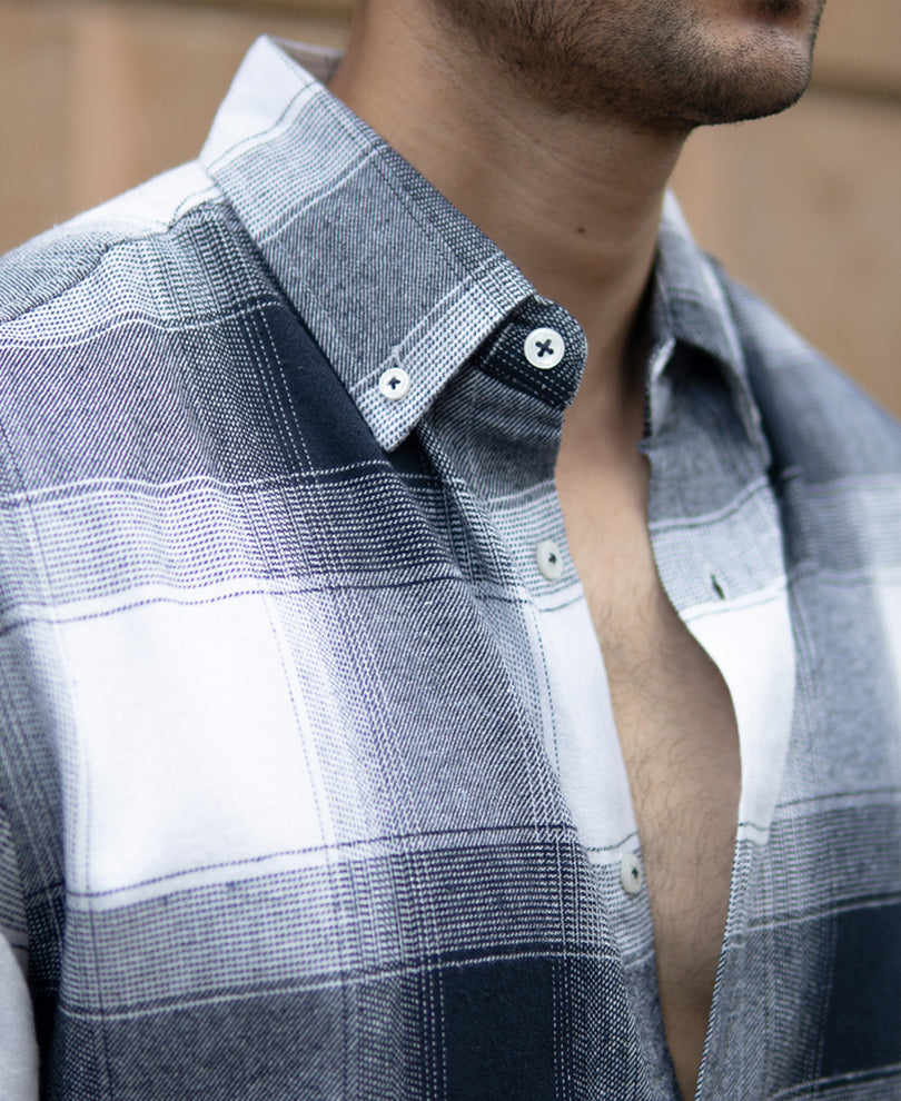 Navy Flannel Checks Shirt