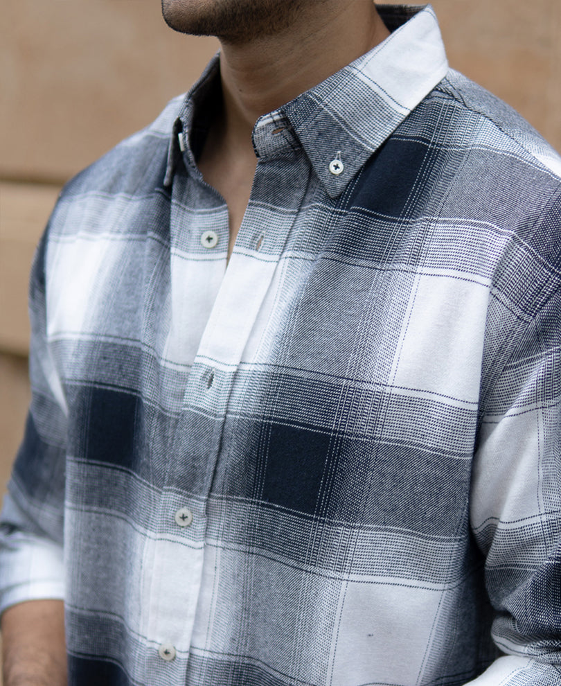 Navy Flannel Checks Shirt
